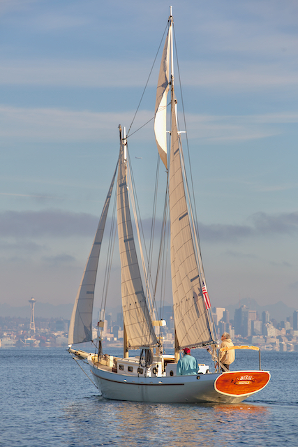 Karl Bischoff’s schooner “Bish” sailing on Seattle’s Puget Sound